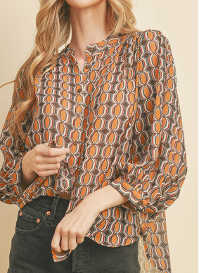 Geometric Print Batwing Blouse