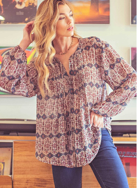 Halle Printed Chiffon Blouse