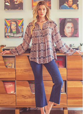 Halle Printed Chiffon Blouse