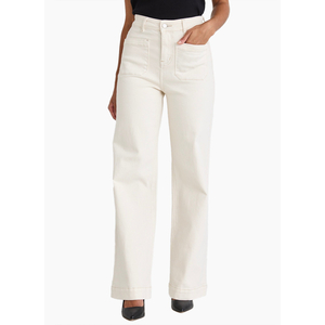 Among The Brave Zoey Ecru High Rise Wide Leg Pocket Jean