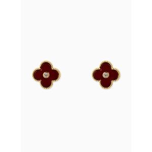 Clover Stud Earrings - Burgundy
