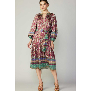 Border Print Midi Dress