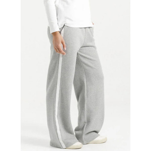 Homelee Palazzo Pants - Alpine Weight - Grey Marle with White Velvet Ribbon