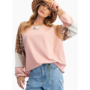 Patchwork Sleeve Pullover