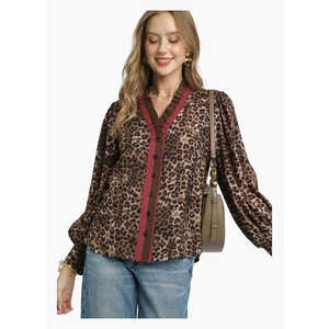 Emily Ruffle Trim Leopard Blouse