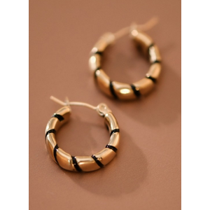 Enamel Hoop Earrings - Black