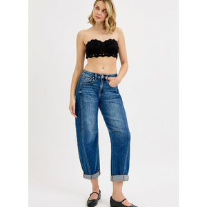 Stevie High Rise Crop Barrel Jeans