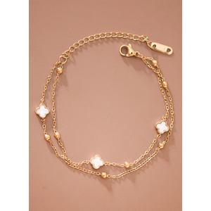 Claire Clover Chain Bracelet - White