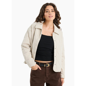 Among The Brave Absolute Putty Collared Quilted Puffer Jacket