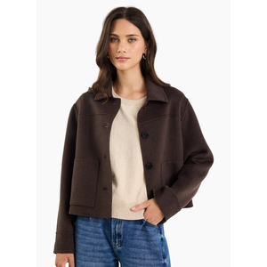 By Rosa Ranger Chocolate Marle Wool Blend Soft Jacket