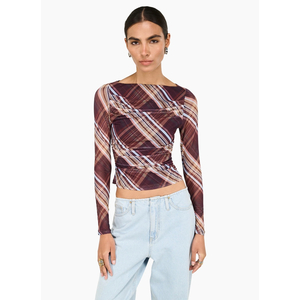 Staple the Label Arles Mesh Top - Check