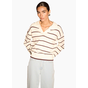 Staple the Label Elara Polo Jumper - Cream/Chocolate