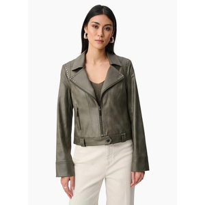 Joseph Ribkoff Foiled Faux Suede-Avocado