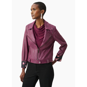 Joseph Ribkoff Foiled Faux Suede-Elderberry