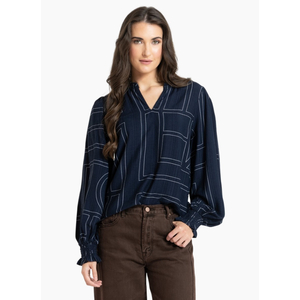 Leila + Luca Movement Blouse - Navy Geo