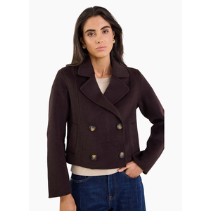 Ivy + Jack Reverie Chocolate Melton Double Breasted Peacoat