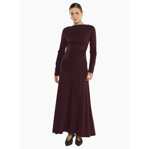 SASS JADE SEAMED JERSEY DRESS-BURGUNDY