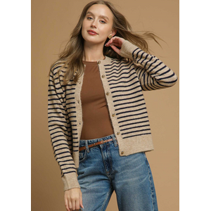 Striped Button Up Cardigan