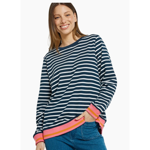 Betty Basics Tyra Sweat - Navy/White Stripe