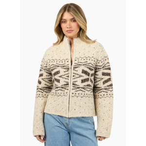 All About Eve ZOE KNIT ZIP THRU OATMEAL