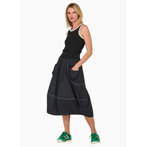 Boom Shankar Guru Skirt - Black-White Stitching