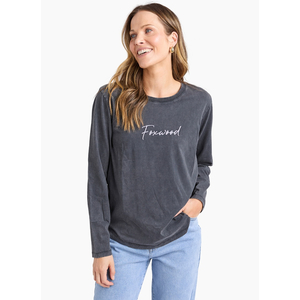 Foxwood SIGNATURE LONG SLEEVE TEE-WASHED BLACK