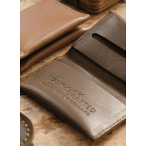 Parisian Leather Folded Card Wallet - Brown