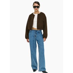 Staple the Label Alaric Cropped Jacket - Chocolate