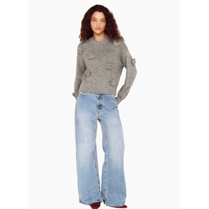 MinkPink Vera floral Applique knit - Grey