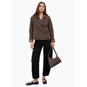 Stories Be Told Pathway Chocolate Cropped Trench