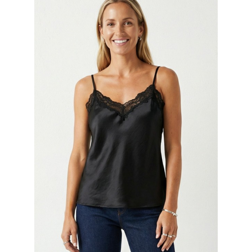 Ressi Classic Satin Lace Trim Cami