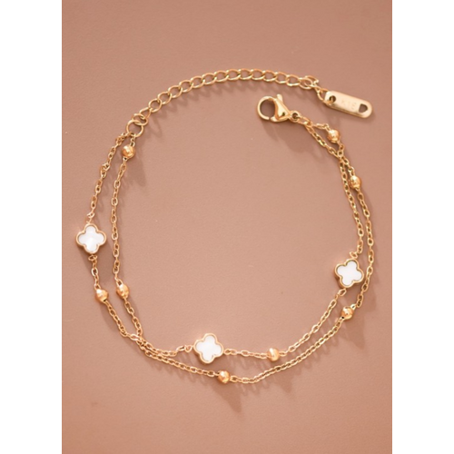 Claire Clover Chain Bracelet - White
