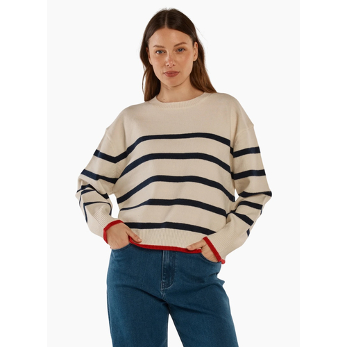 Betty Basics Leonie Knit Sweater - Navy/Off White Stripe