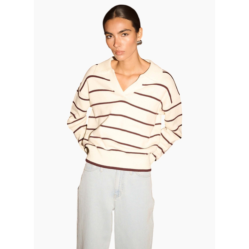 Staple the Label Elara Polo Jumper - Cream/Chocolate