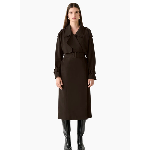 Esmaee Metro Trench Coat Chocolate
