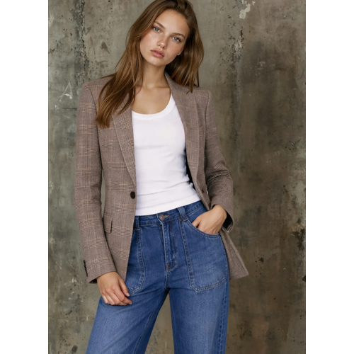 MOSS ABBEY BLAZER - Brown Plaid
