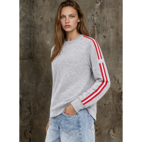 MOSS BIANCA Sweatshirt - Grey Marle/Red