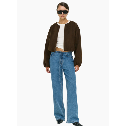 Staple the Label Alaric Cropped Jacket - Chocolate