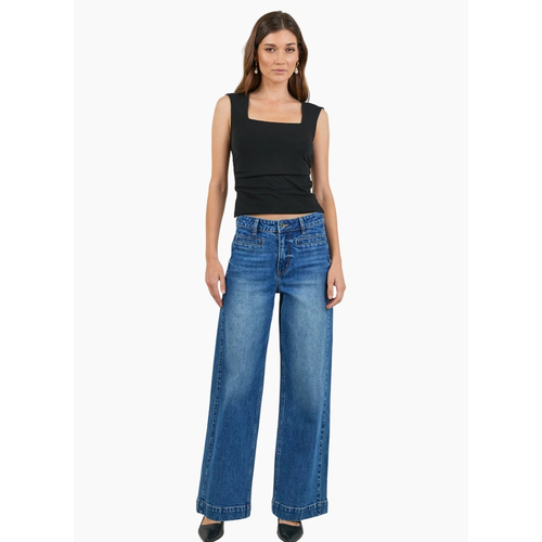 Stories Be Told Ironic Washed Blue Wide Leg Panelled Jeans