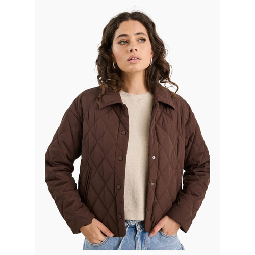 Among The Brave Absolute Chocolate Collared Quilted Jacket