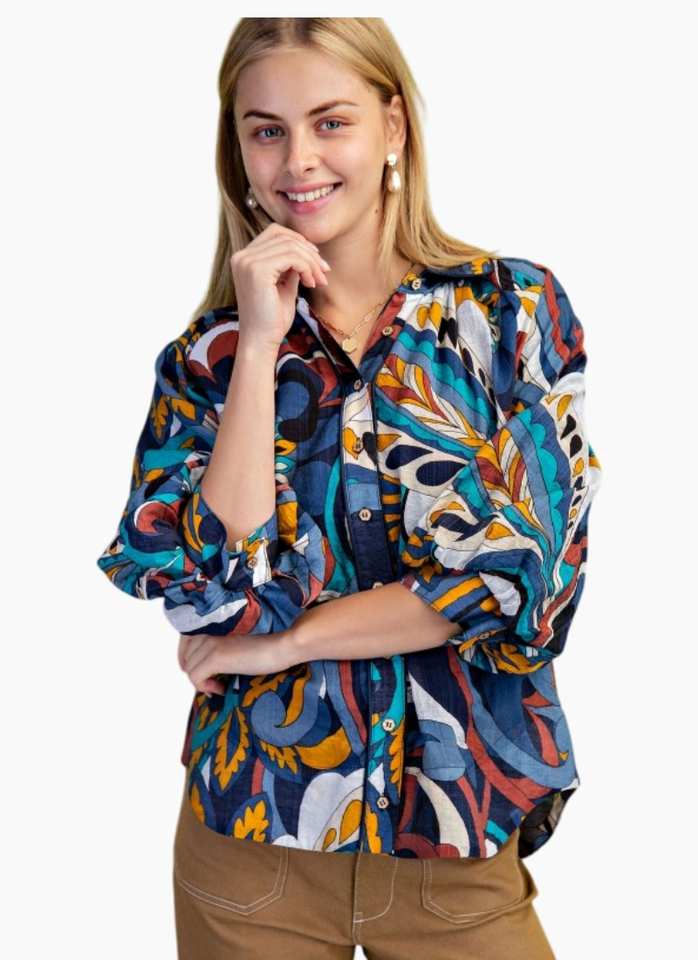 Aria Blouse - Indigo