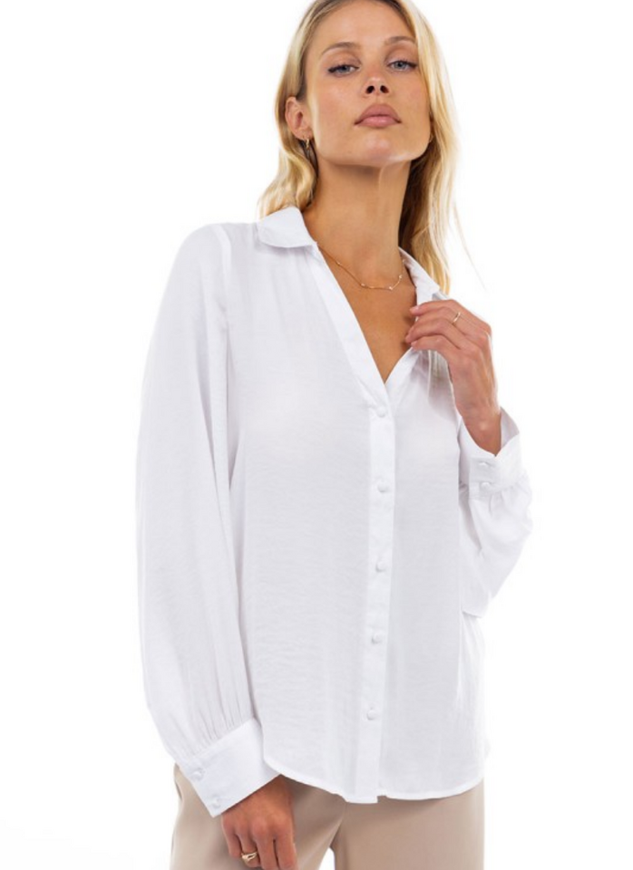 Britt Matte Satin Shirt - Off White