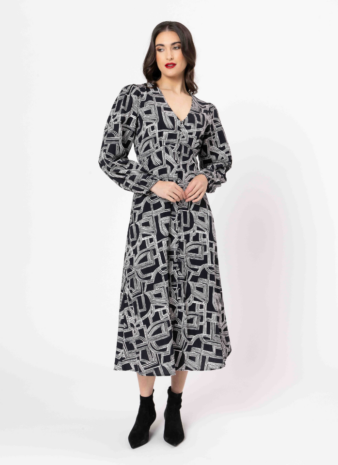 Seeking Lola Serenity Dress - Linework