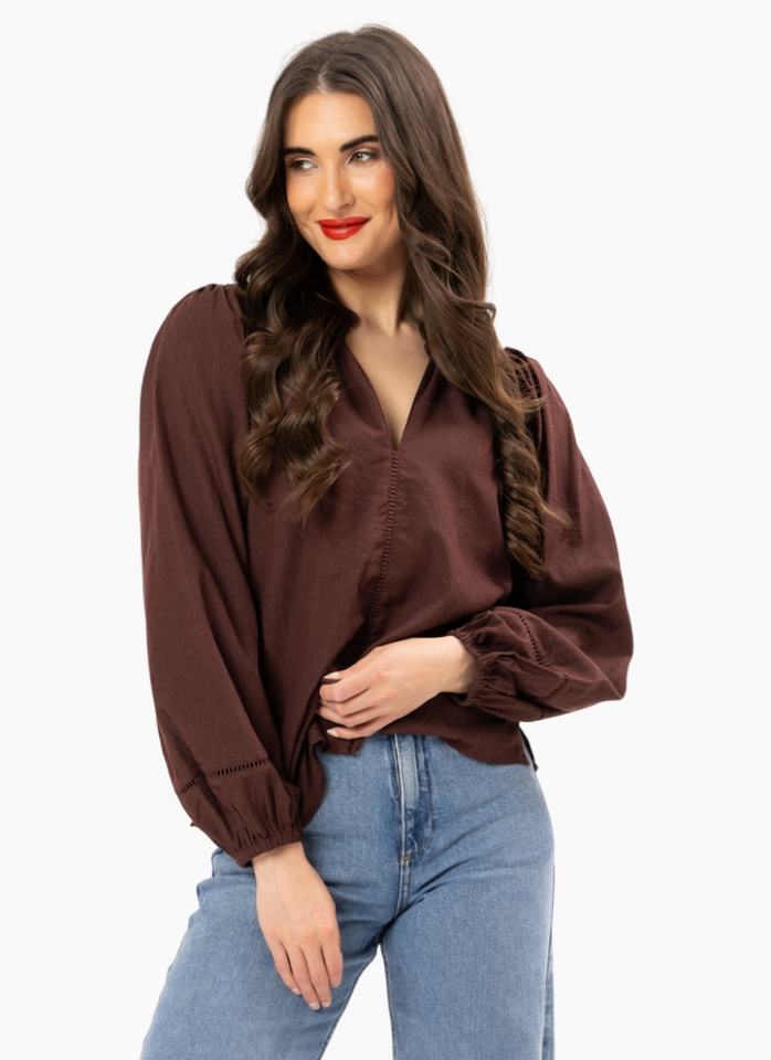 Seeking Lola Sylvie Top - Chocolate
