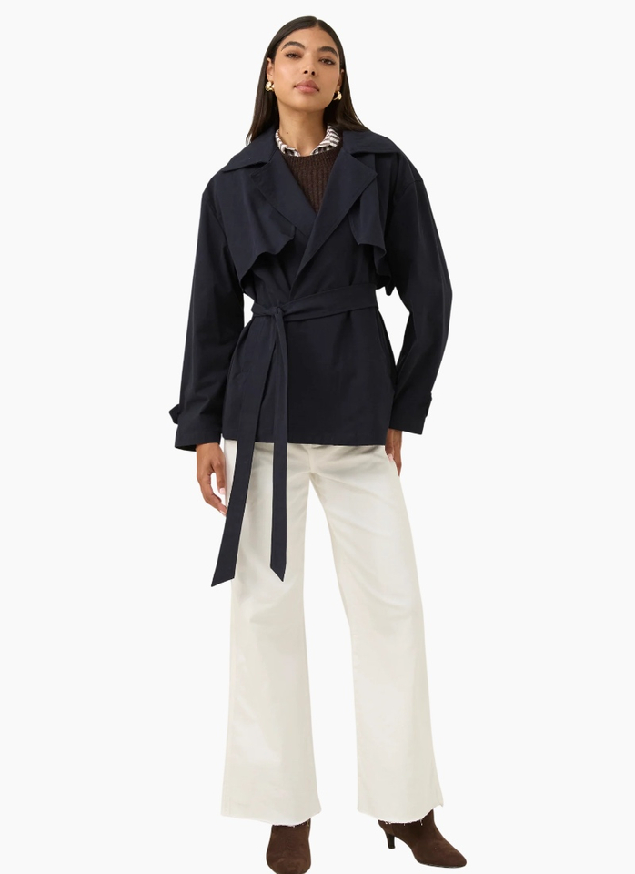 Isle of Mine Farida Cropped Trench - Navy