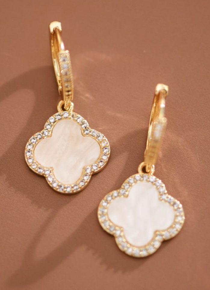 White Clover Drop Earrings