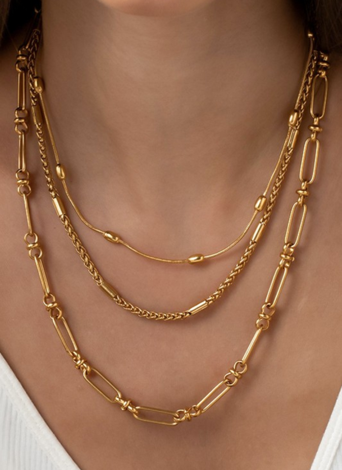 Triple Layered Chunky Chain Necklace