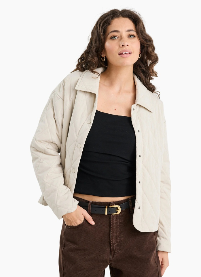 Among The Brave Absolute Putty Collared Quilted Puffer Jacket