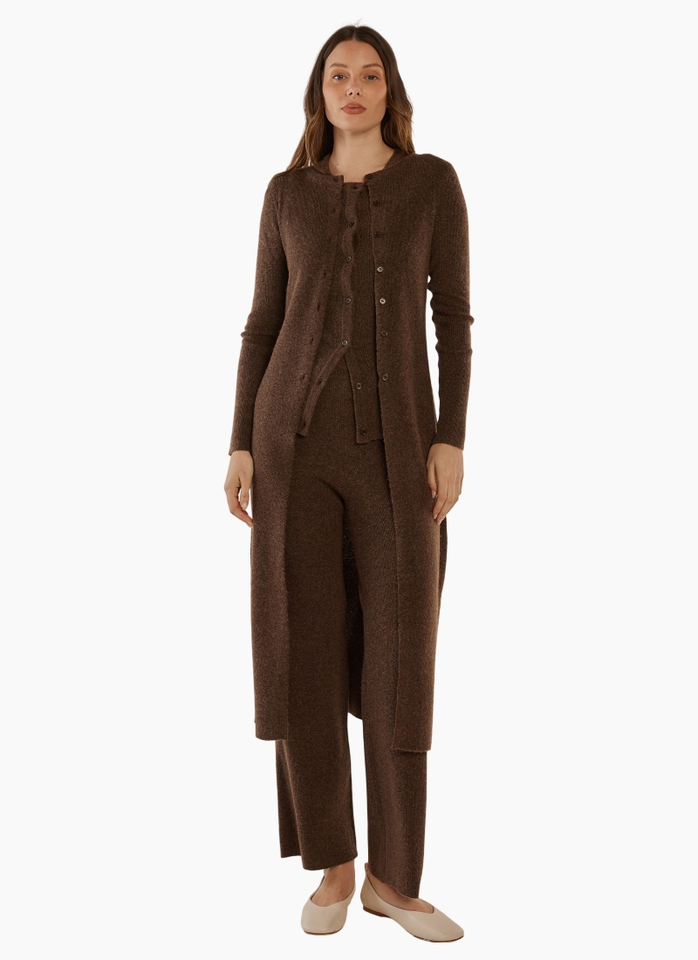 Betty Basics NASH KNIT LONG CARDIGAN-ESPRESSO