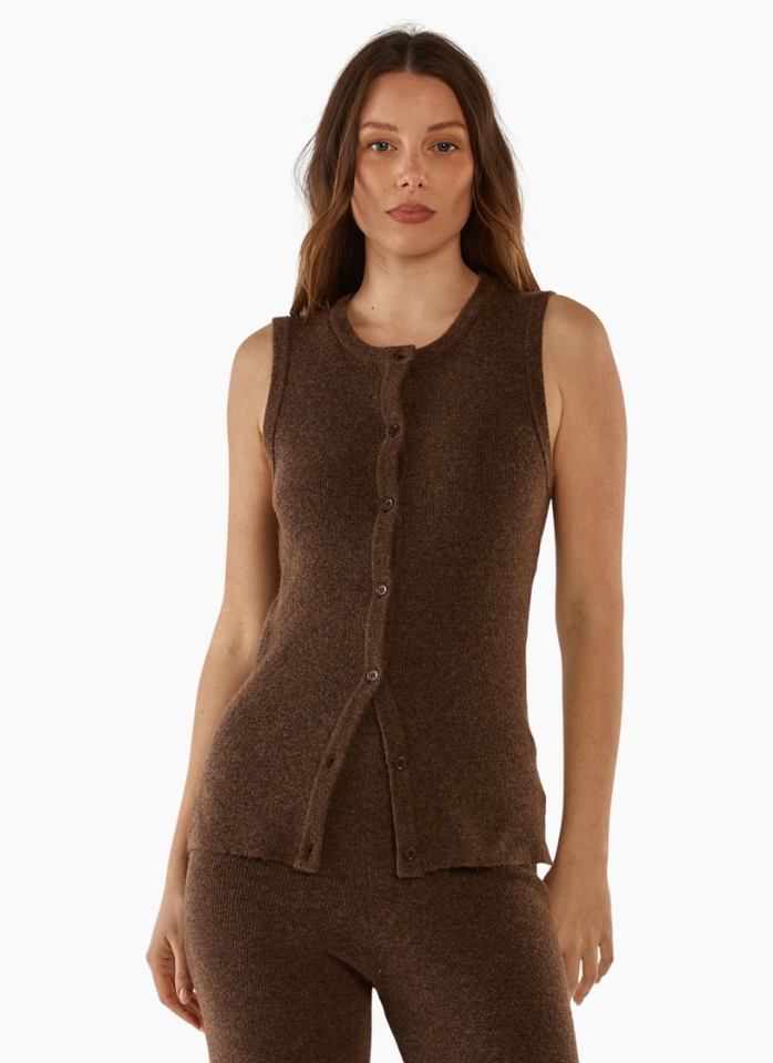 Betty Basics SHONA KNIT VEST-ESPRESSO